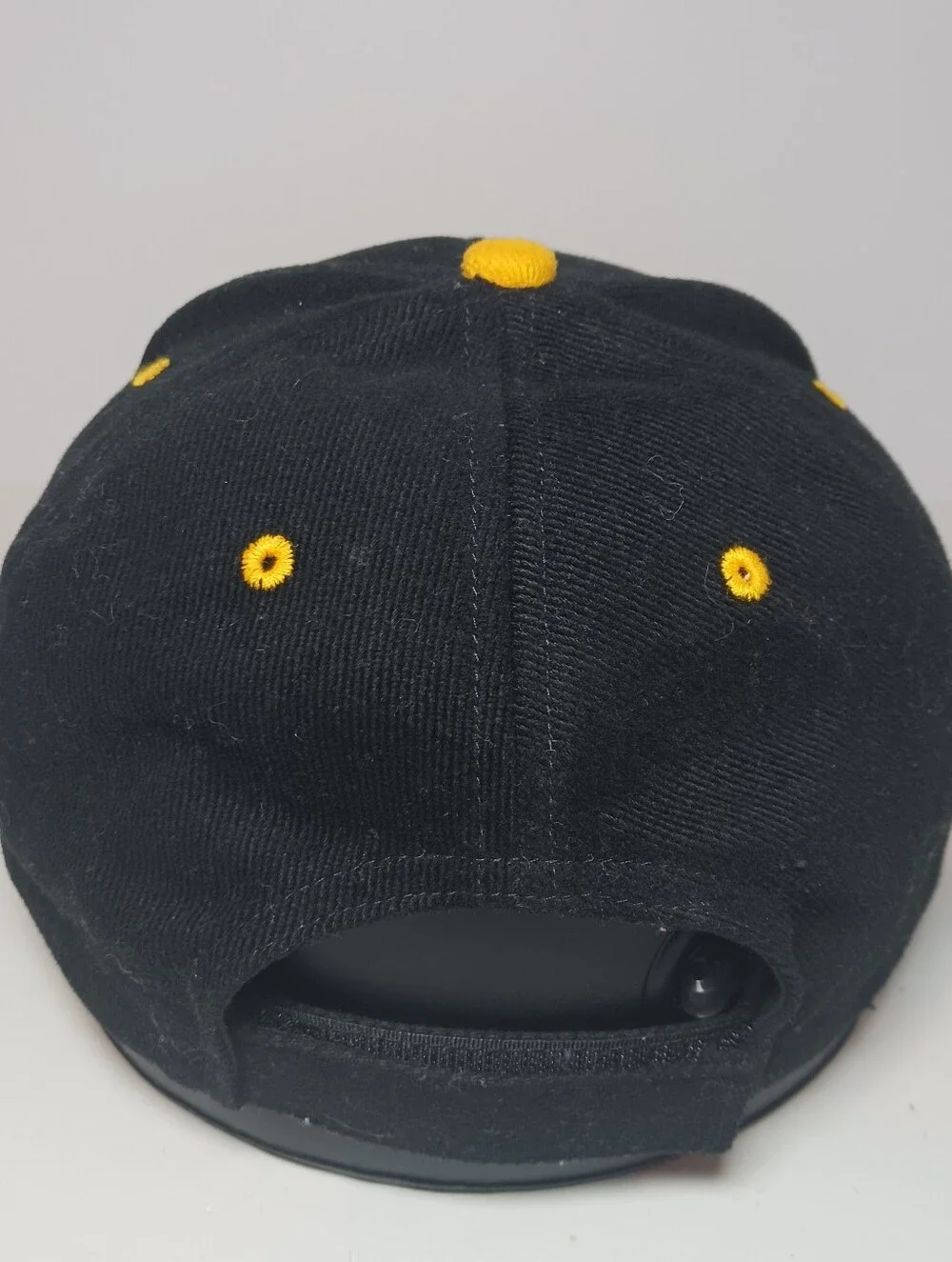 Vintage CAT Caterpillar Flames Cap Hat Black Yellow Cyrk OSFM Adjustable